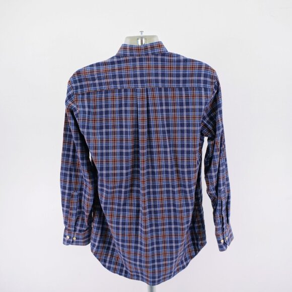 Peter Millar Medium Cotton Plaid Brown Blue Pocket Front Button Down - Picture 6 of 9